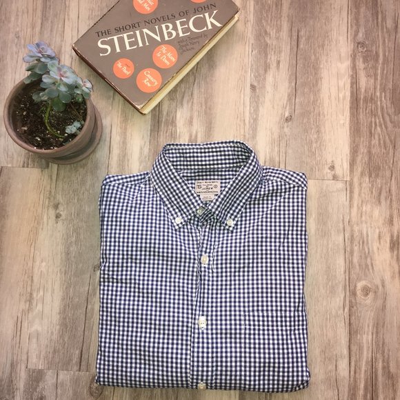 J. Crew Factory Blue and White Gingham Men's Shirt - Picture 4 of 4